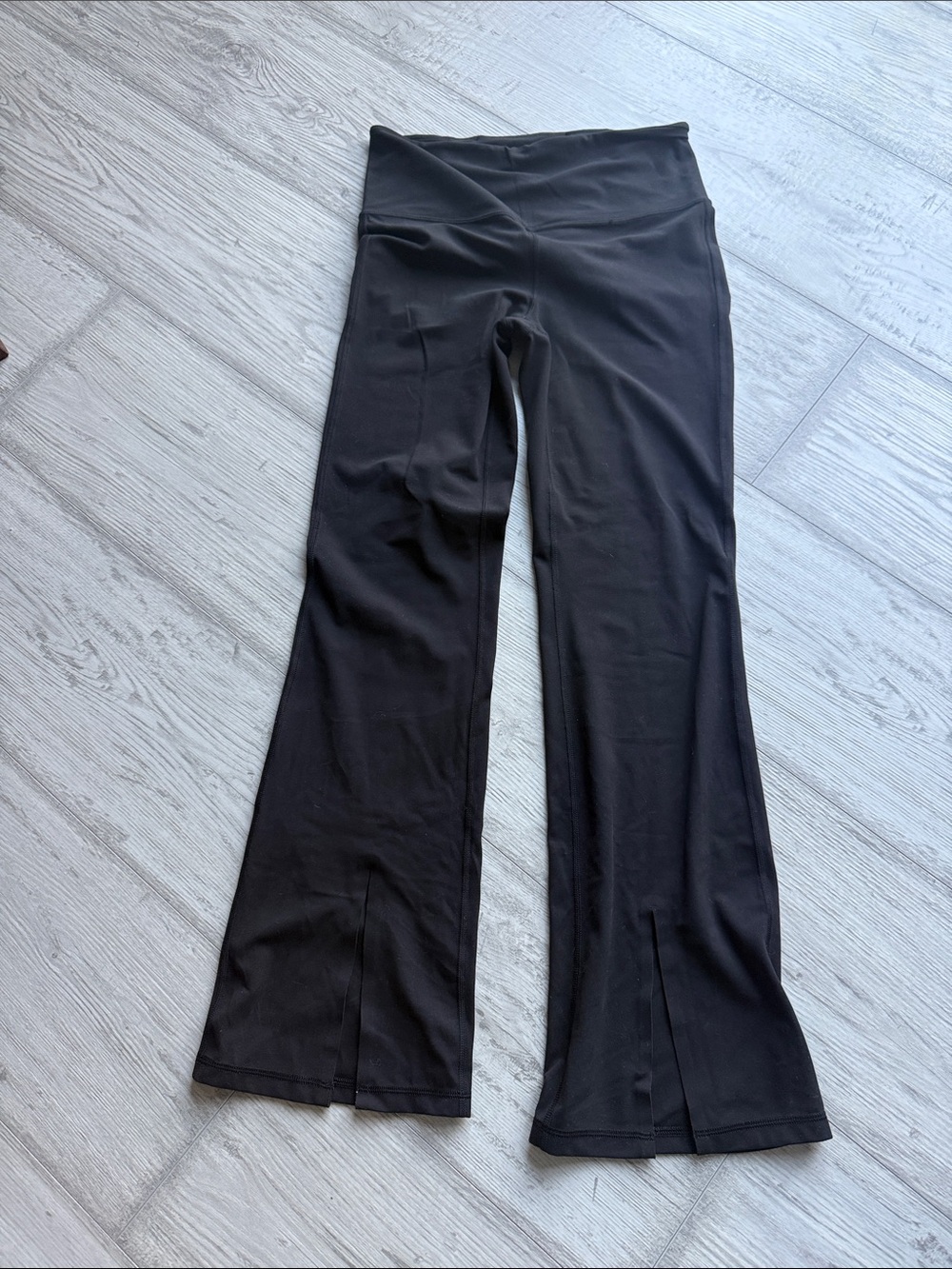 Athleta Black Split-Hem Flare Yoga Pants